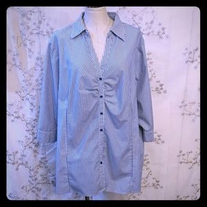 Avenue striped button-up blouse blue 3X 30/32